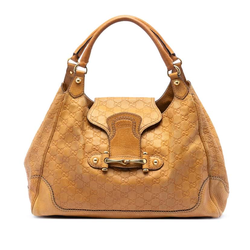 Gucci Guccissima New Pelham Shoulder Bag Brown Leather Very good condition - Front View