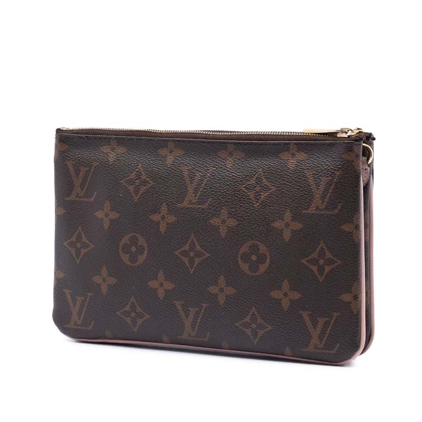 Louis Vuitton Monogram Blooming Flowers Double Zip Pochette Brown Very good condition - Back View