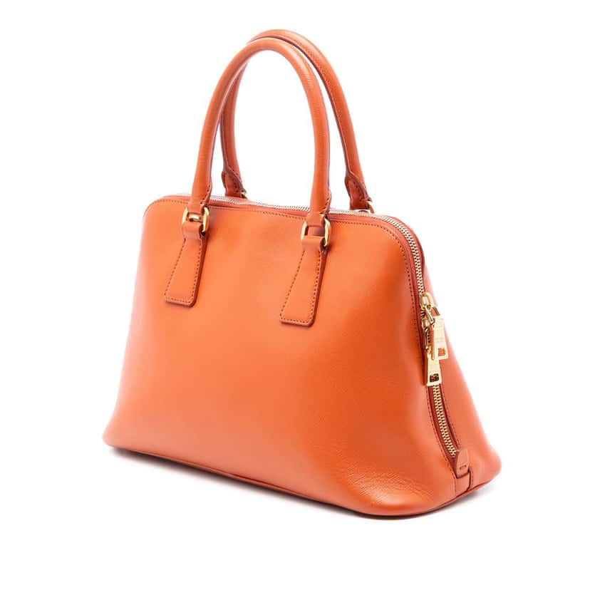 Prada Medium Saffiano Lux Promenade Satchel Orange Leather Very good condition - Back View