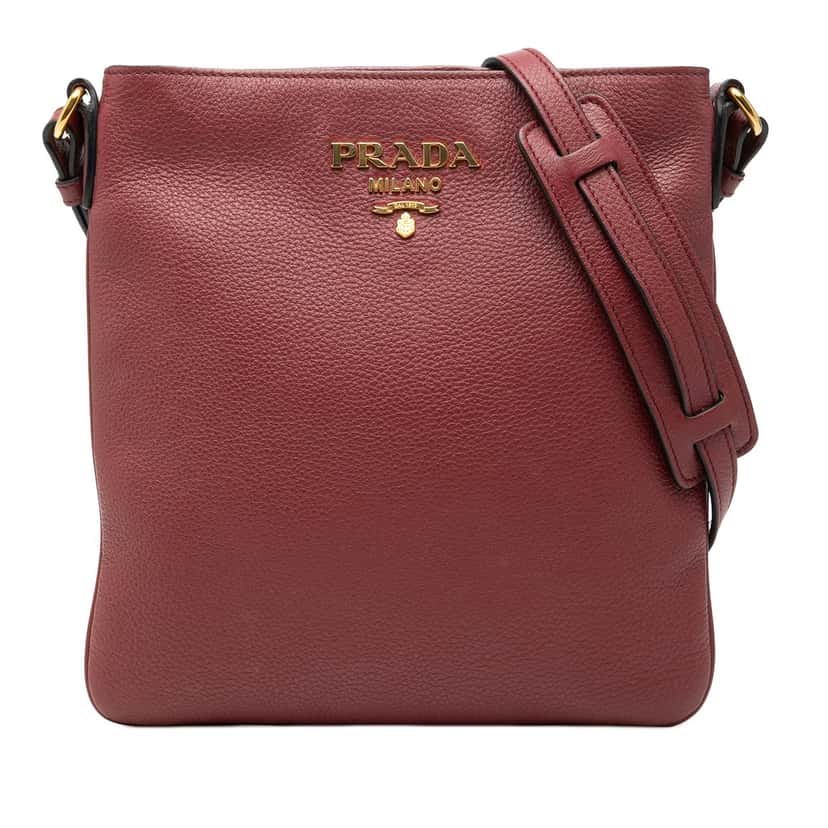 Prada Vitello Daino Crossbody Red Leather Very good condition - Front View