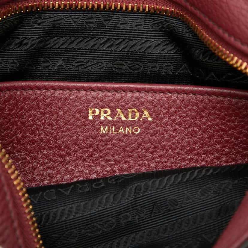 Prada Vitello Daino Crossbody Red Leather Very good condition - Box View