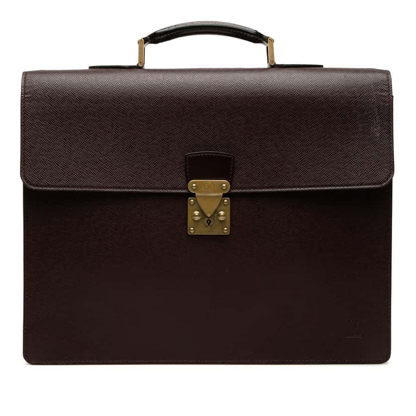 Louis Vuitton Taiga Moskova Briefcase Red Leather Very good condition - Front View