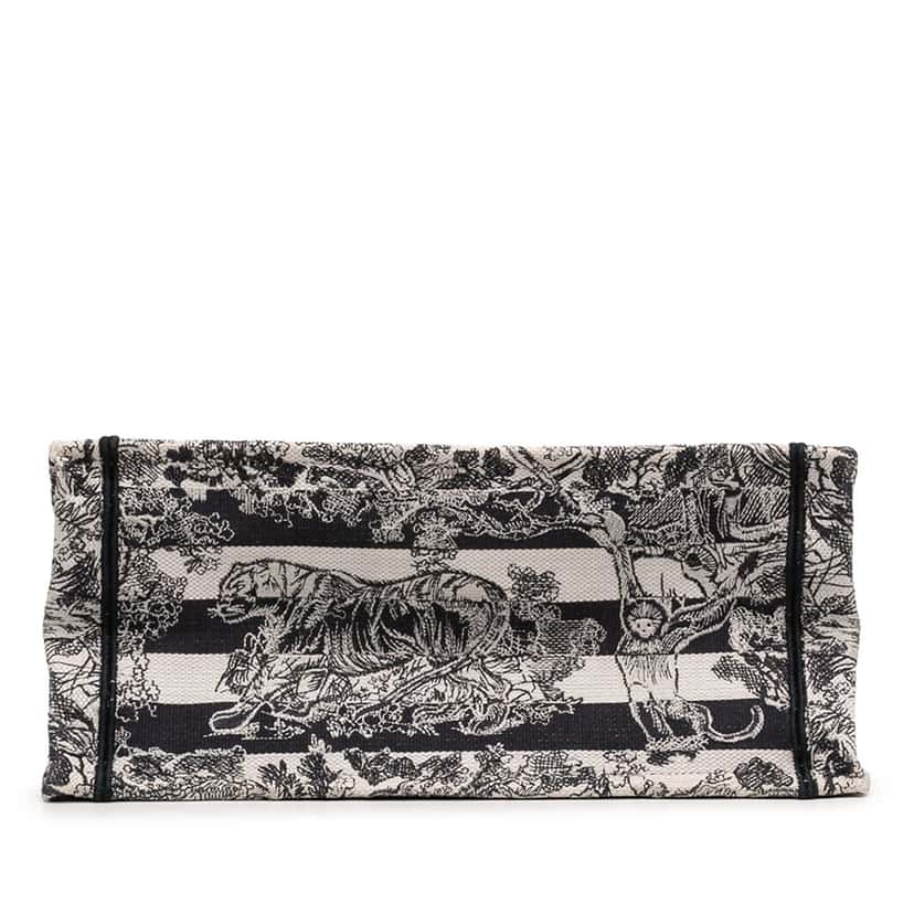 Dior Medium Striped Canvas Reverse Embroidered Dioriviera Toile de Jouy Book Tote Black Very good condition - Inside View