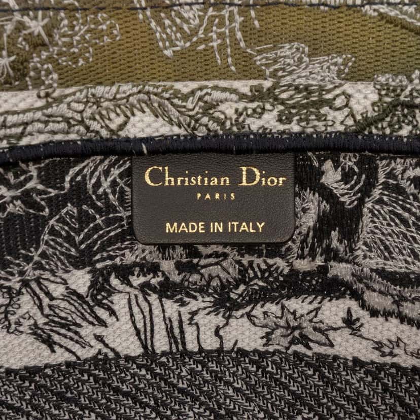 Dior Medium Striped Canvas Reverse Embroidered Dioriviera Toile de Jouy Book Tote Black Very good condition - Box View