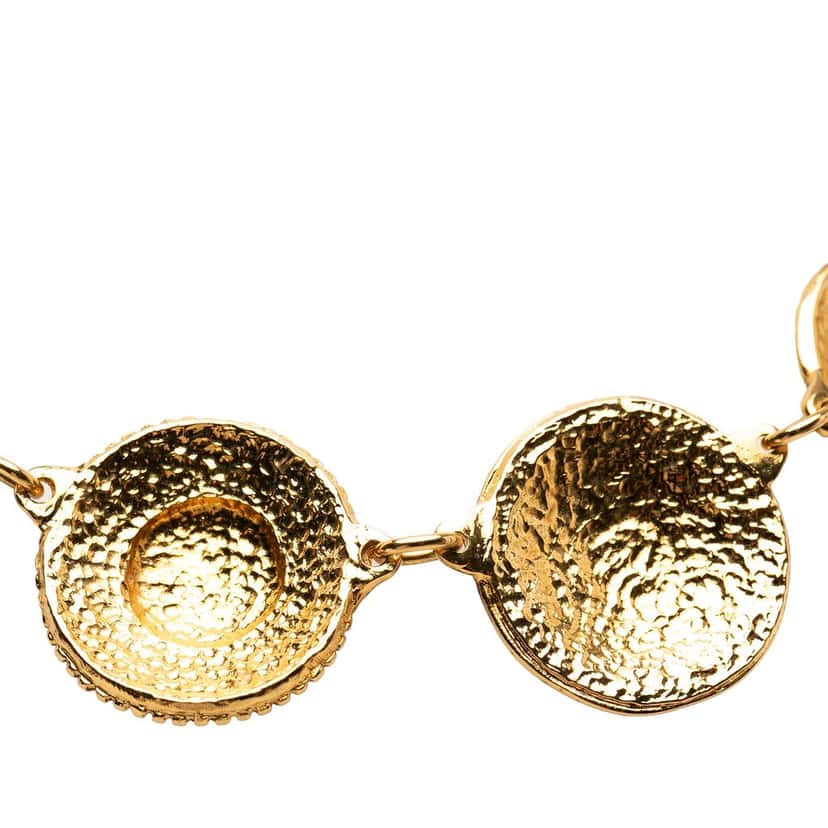 Chanel CC Gold Plated Cambon Medallion Necklace Gold Metal Very good condition - Back View