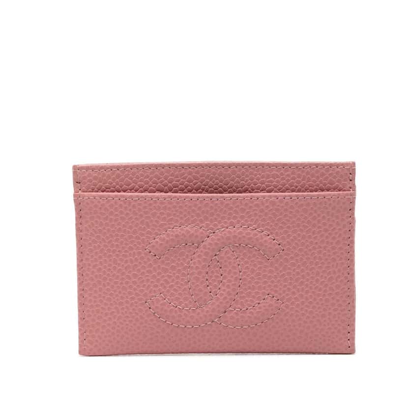 Chanel CC Caviar Card Holder Pink Leather Very good condition - Front View
