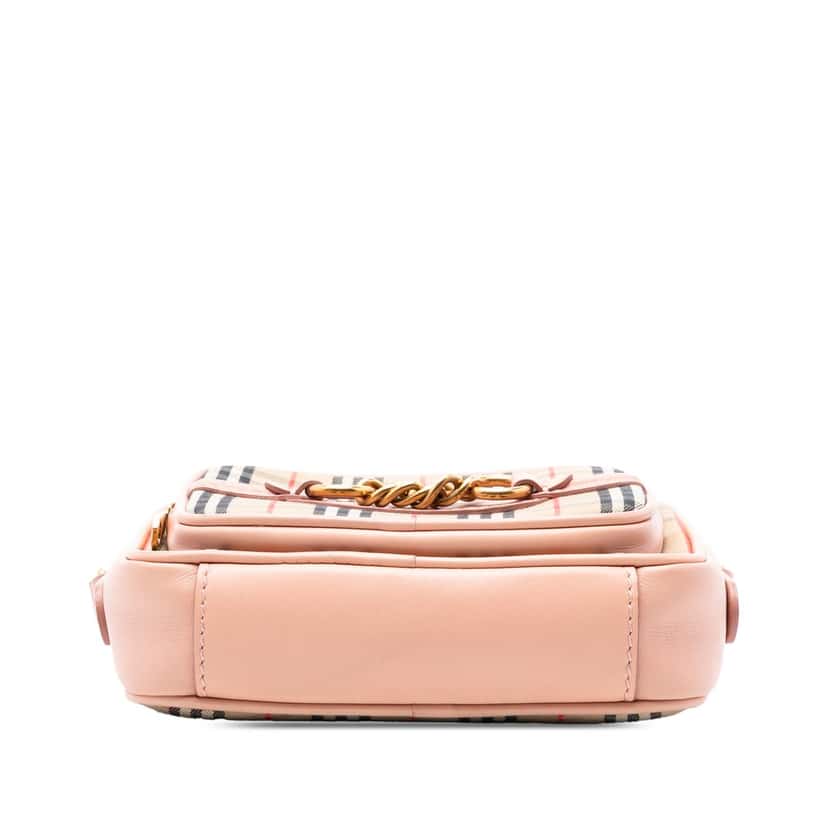 Burberry 1983 Knight Check Canvas and Calfskin Link Camera Bag Beige Very good condition - Inside View