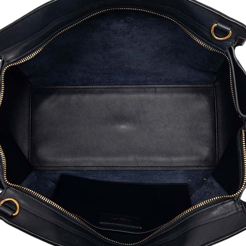 Saint Laurent Small Suede Trimmed Calfskin Downtown Cabas Satchel Blue Leather Very good condition - Model View