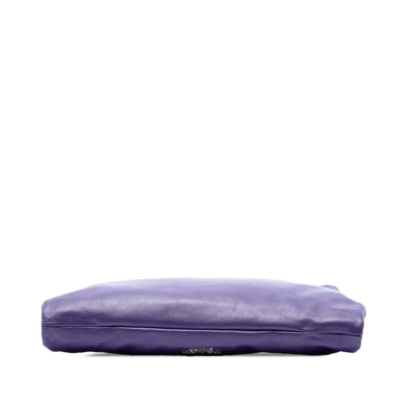 Prada Soft Calf Fold Over Shoulder Bag Purple Leather Very good condition - Inside View