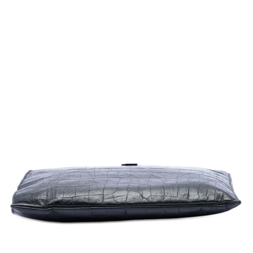Saint Laurent Croc Embossed Leather Monogram Document Holder Black Leather Very good condition - Inside View