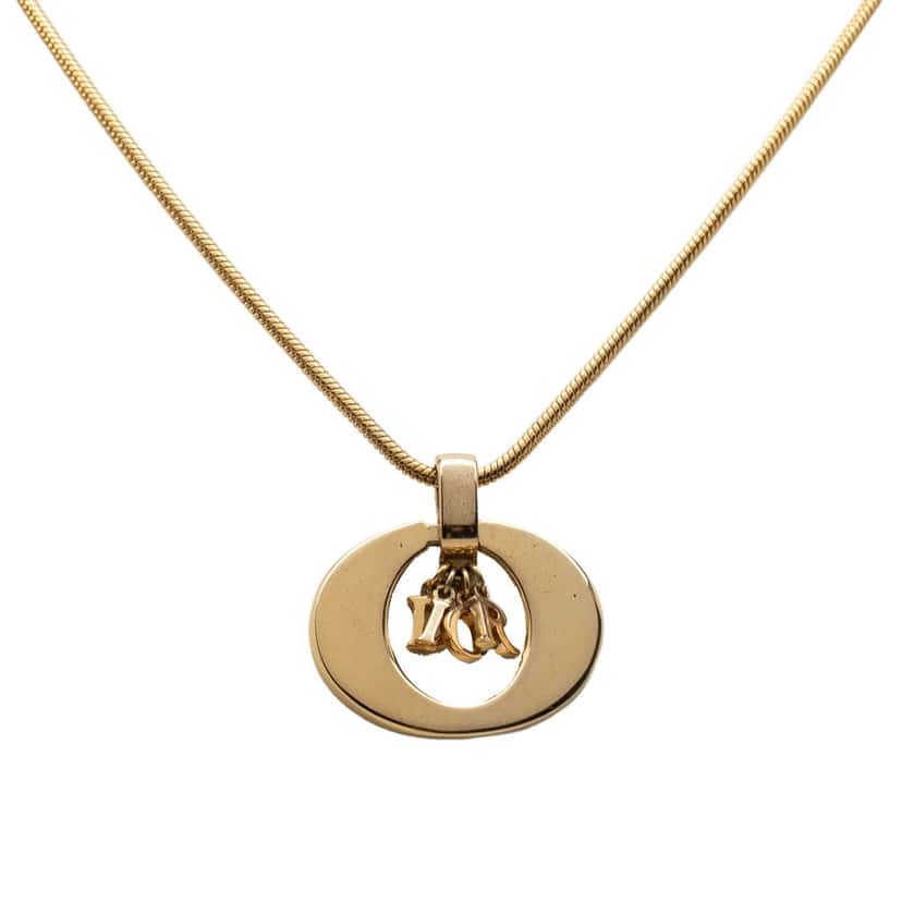 Dior Gold Plated CD Logo Pendant Necklace Gold Metal Very good condition - Back View