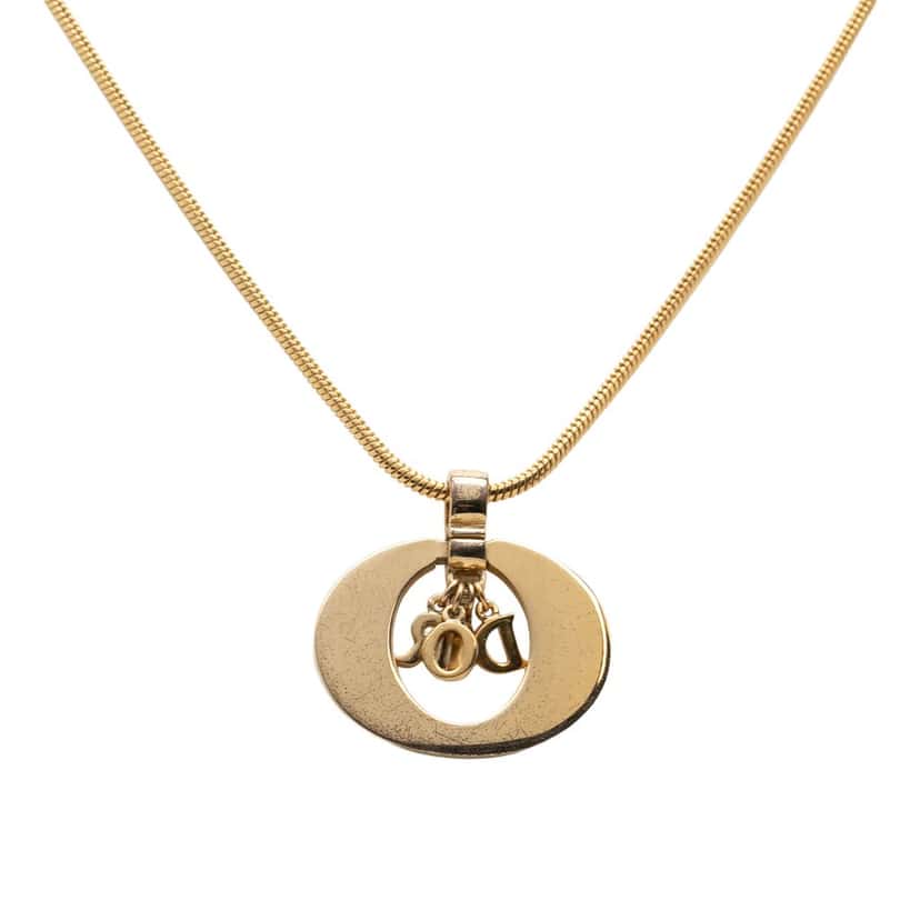 Dior Gold Plated CD Logo Pendant Necklace Gold Metal Very good condition - Inside View