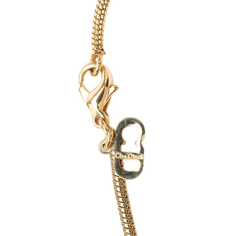Dior Gold Plated CD Logo Pendant Necklace Gold Metal Very good condition - Box View