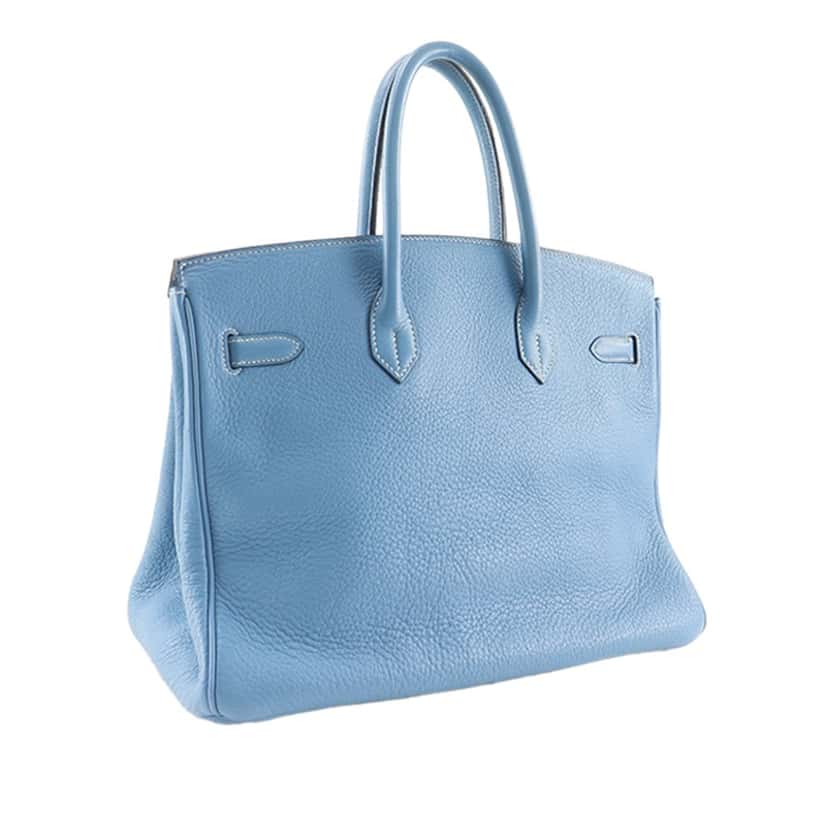 Hermès Clemence Birkin Retourne 35 Blue Leather Very good condition - Inside View
