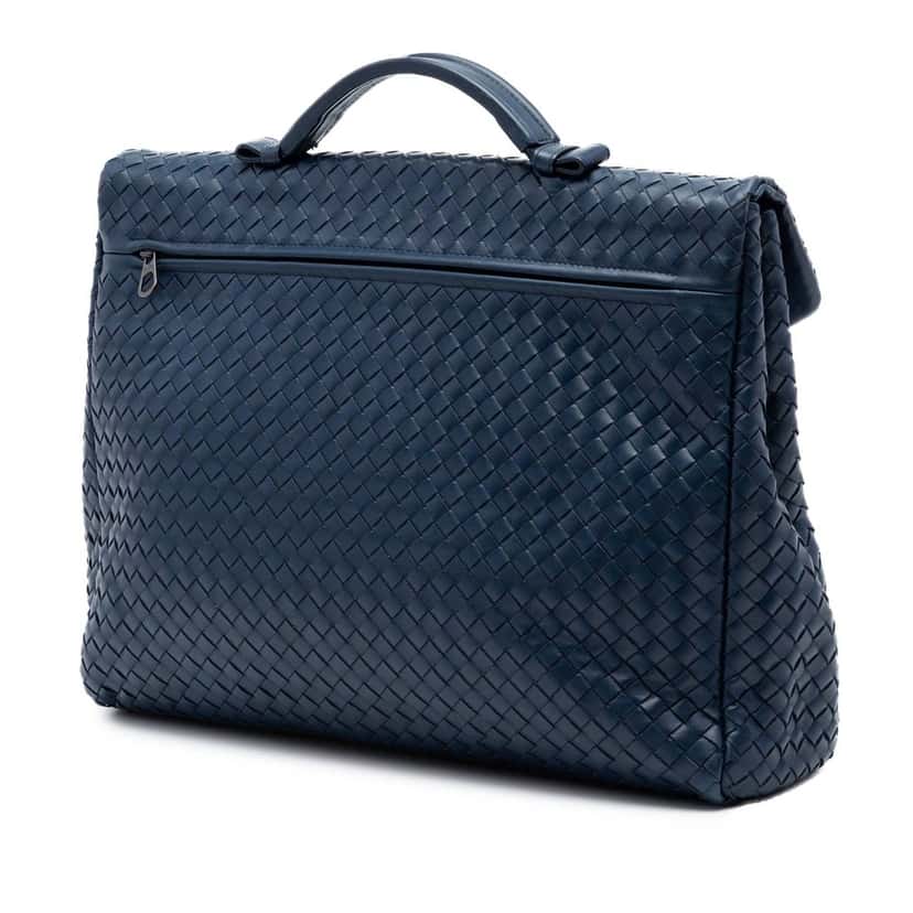 Bottega Veneta Nappa Intrecciato Briefcase Blue Leather Very good condition - Back View