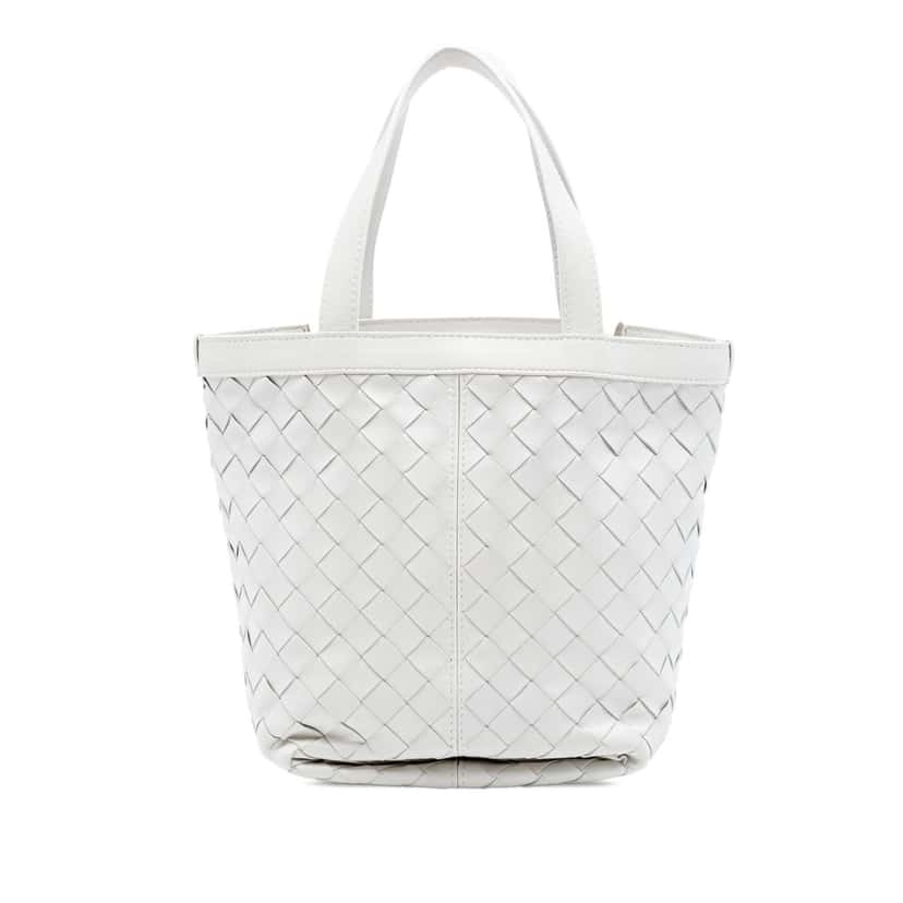 Bottega Veneta Small Nappa Intrecciato Flip Flap Tote White Leather Very good condition - Front View