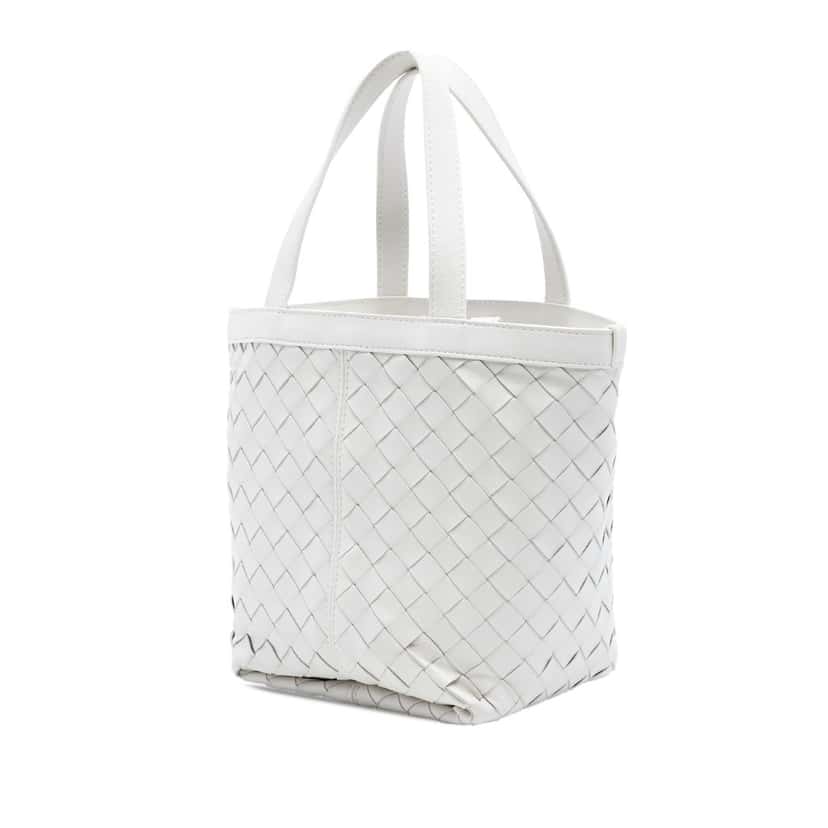 Bottega Veneta Small Nappa Intrecciato Flip Flap Tote White Leather Very good condition - Back View