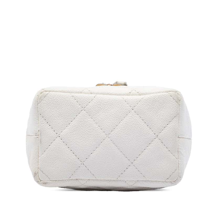 Chanel Mini Caviar Chain Zip Around Vanity Case White Leather Very good condition - Inside View