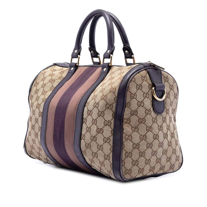 Gucci Medium GG Canvas Web Joy Boston Bag Beige Very good condition - Back View