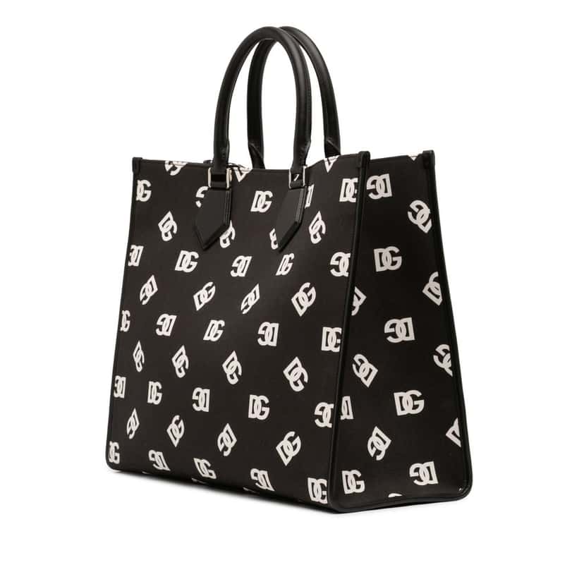 Dolce & Gabbana Large Logo Canvas Shopping Tote Black Very good condition - Back View