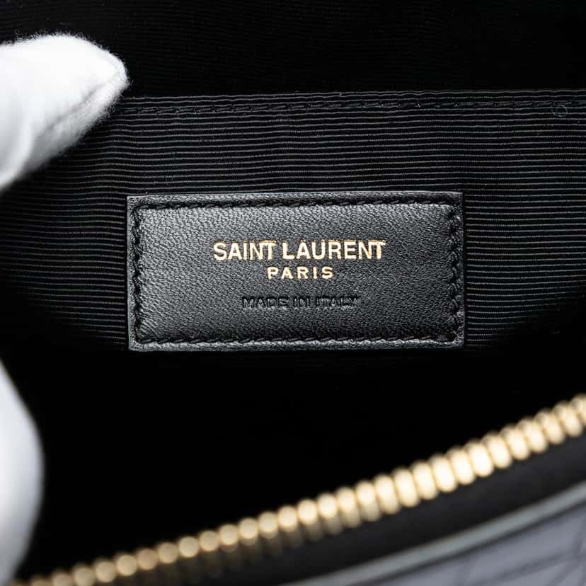 Saint Laurent Croc Embossed Leather Tiny Monogram Zipped Tablet Holder Black Leather Very good condition - Box View