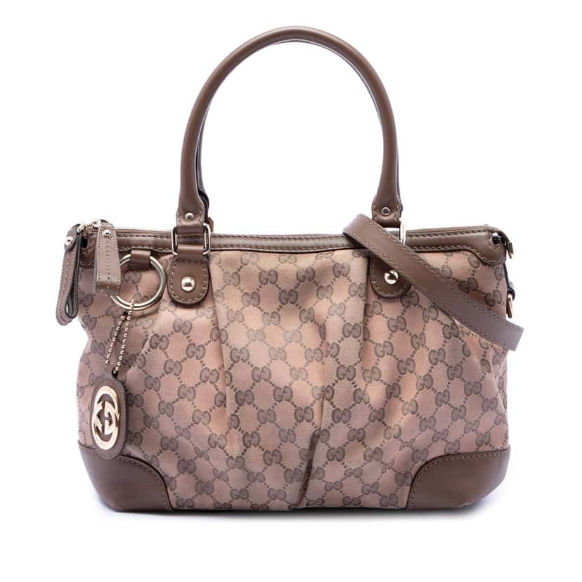 Gucci GG Canvas Sukey Satchel Beige Very good condition - Front View
