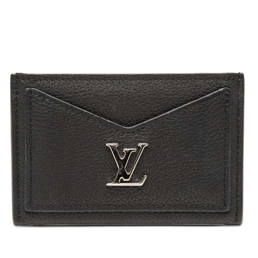 Louis Vuitton Calfskin Lockme Card Holder Black Leather Very good condition - Front View