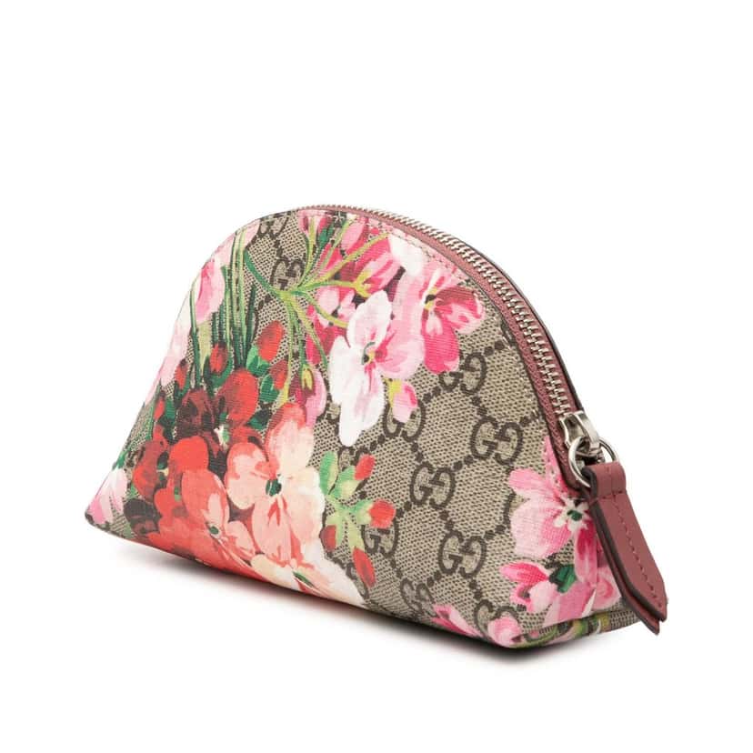 Gucci GG Supreme Blooms Cosmetic Pouch Beige Very good condition - Back View