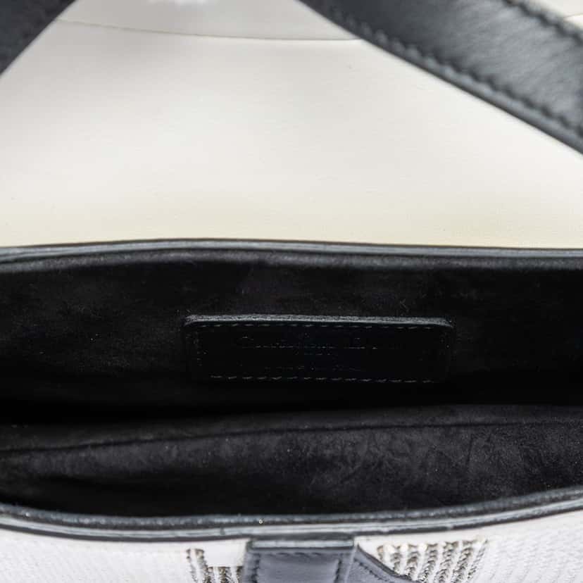 Dior Mini Sequin and Beads Embellished Calfskin Saddle Bag White Leather Very good condition - Model View