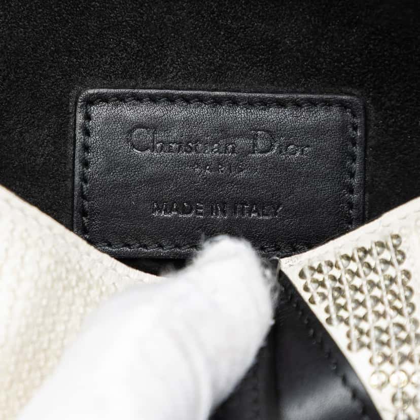 Dior Mini Sequin and Beads Embellished Calfskin Saddle Bag White Leather Very good condition - Box View