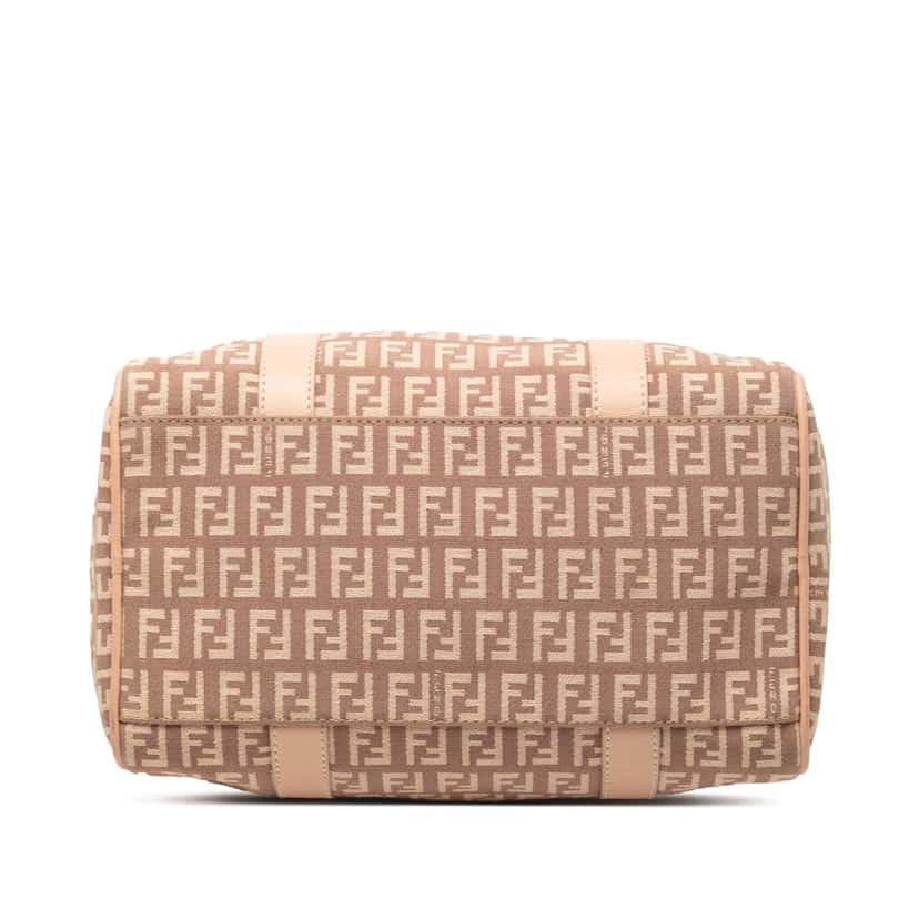 Fendi Small Zucchino Canvas Forever Bauletto Boston Bag Brown Very good condition - Inside View