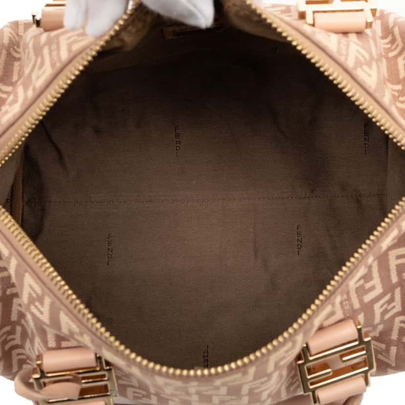 Fendi Small Zucchino Canvas Forever Bauletto Boston Bag Brown Very good condition - Model View