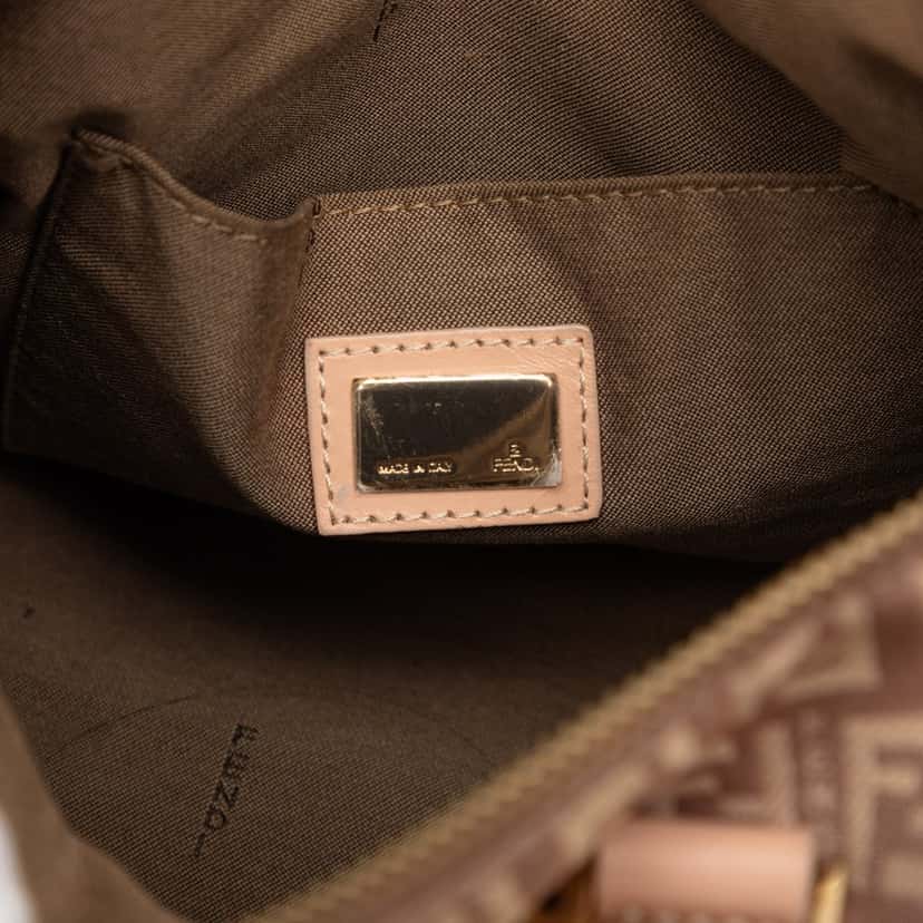 Fendi Small Zucchino Canvas Forever Bauletto Boston Bag Brown Very good condition - Box View