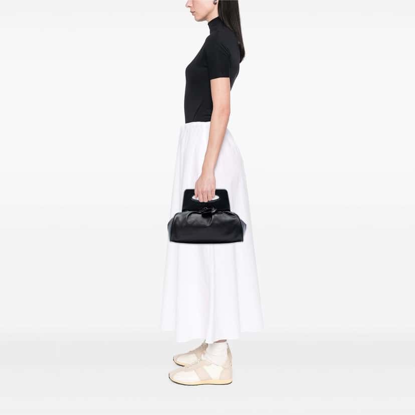 Chanel Lambskin Camellia Top Handle Frame Bag Black Leather Very good condition - Box View