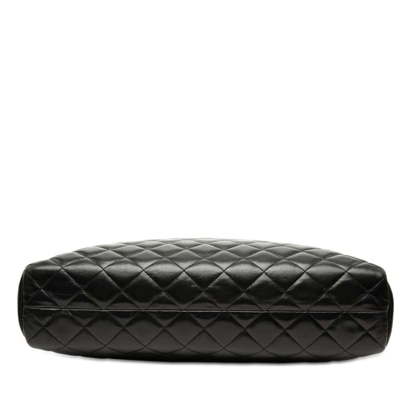 Chanel Quilted Lambskin Chain Shoulder Bag Black Leather Very good condition - Inside View