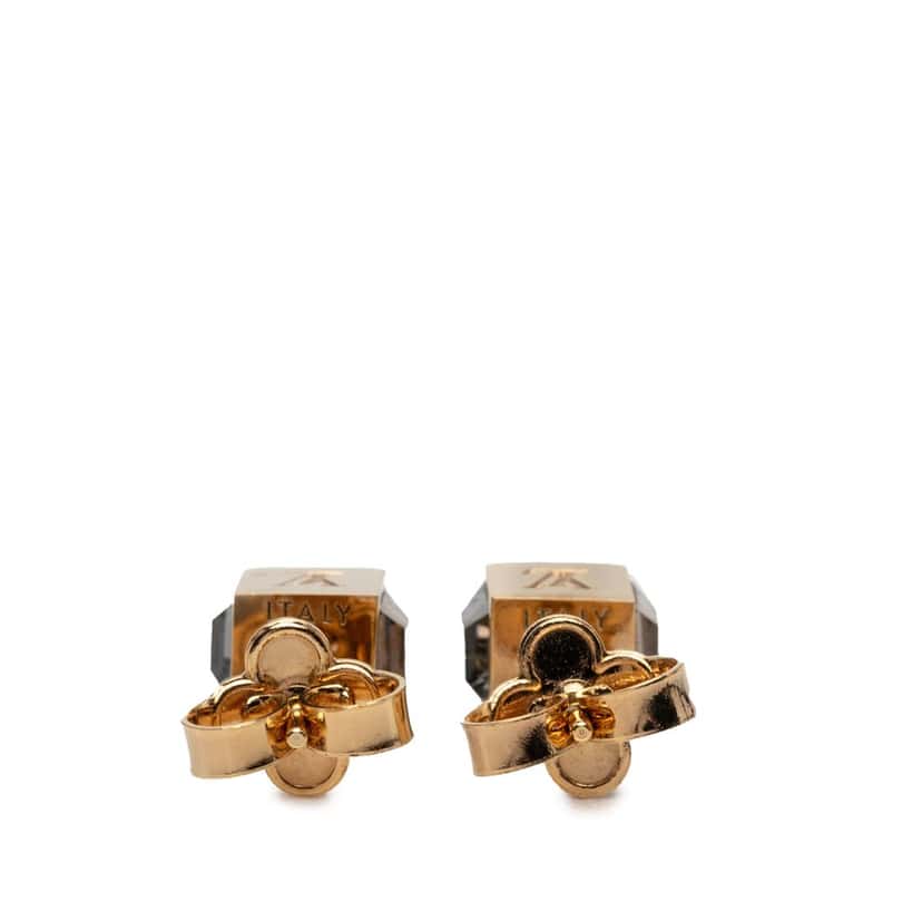 Louis Vuitton Gold Plated Strass Gamble Push Back Earrings Gold Metal Very good condition - Back View