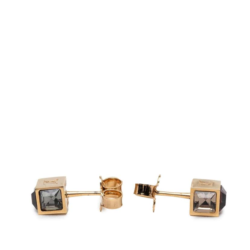Louis Vuitton Gold Plated Strass Gamble Push Back Earrings Gold Metal Very good condition - Model View