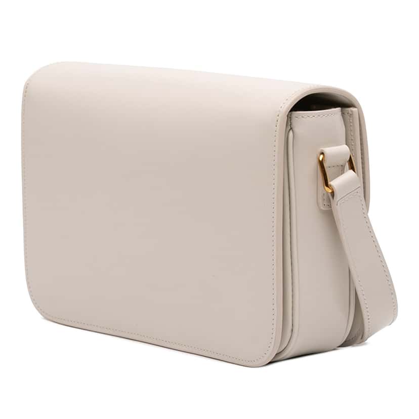 Celine Classique Shiny Calfskin Triomphe Crossbody White Leather Very good condition - Back View