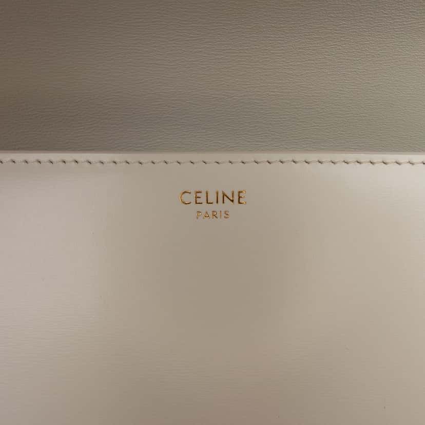 Celine Classique Shiny Calfskin Triomphe Crossbody White Leather Very good condition - Box View