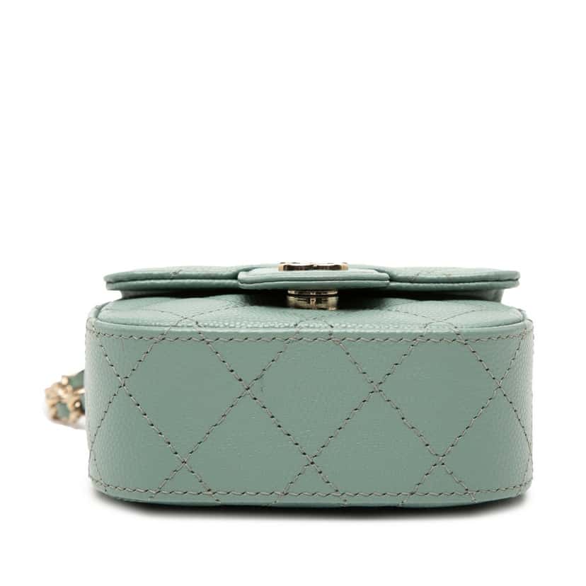 Chanel Micro Mini Classic Caviar Single Flap Green Leather Never worn, with tag - Inside View