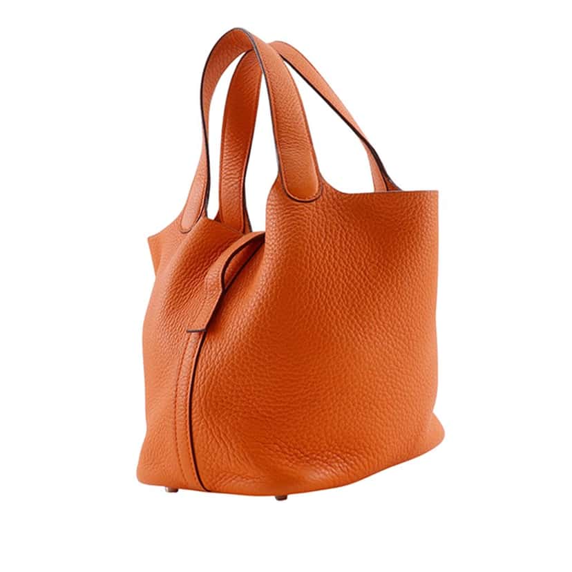 Hermès Clemence Picotin 18 Orange Leather Very good condition - Back View