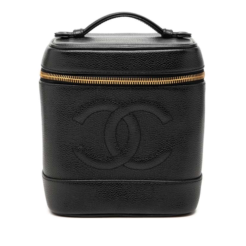Chanel CC Caviar Vanity Bag Black Leather Very good condition - Front View
