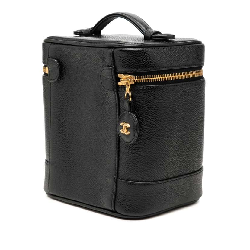 Chanel CC Caviar Vanity Bag Black Leather Very good condition - Back View