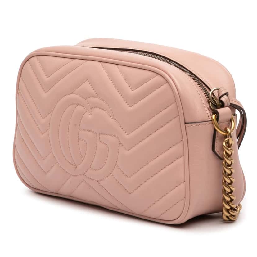 Gucci Small GG Marmont Matelasse Leather Crossbody Pink Leather Very good condition - Back View