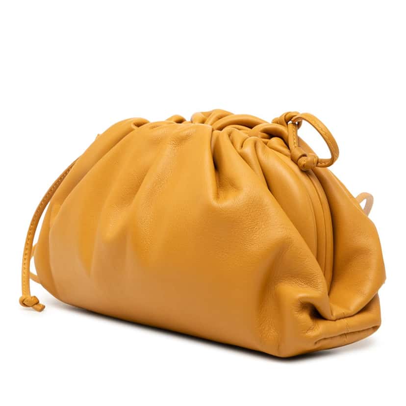 Bottega Veneta Lambskin The Mini Pouch Crossbody Brown Leather Very good condition - Back View