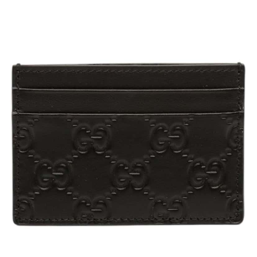 Gucci Guccissima Card Holder Black Leather Never worn - Front View
