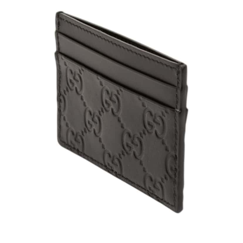Gucci Guccissima Card Holder Black Leather Never worn - Back View