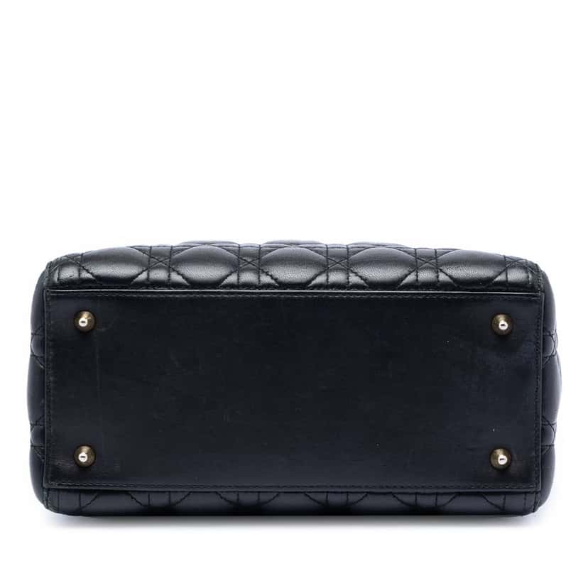 Dior Medium Lambskin Cannage Lady Dior Black Leather Very good condition - Inside View