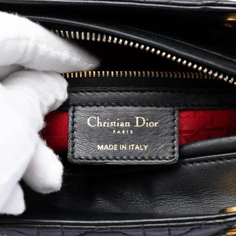 Dior Medium Lambskin Cannage Lady Dior Black Leather Very good condition - Box View
