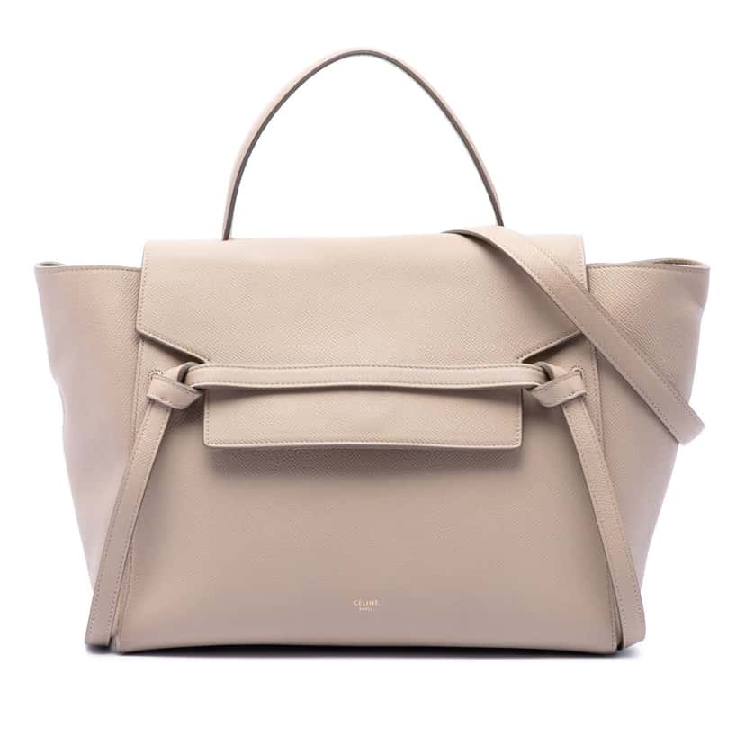 Celine Mini Grained Calfskin Belt Bag Beige Leather Very good condition - Front View